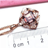 14k Rose Plated Purple Rhombus Ruby Pendant Necklace
