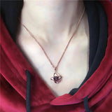14k Rose Plated Purple Rhombus Ruby Pendant Necklace