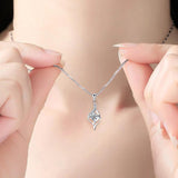 Zircon Pendant Necklace 925 Sterling Silver Women Jewelry CZ Clavicle Chain