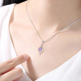 Zircon Pendant Necklace 925 Sterling Silver Women Jewelry CZ Clavicle Chain