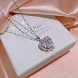 Heart Shining Cut Big AAAAA Moissanite Pendant Necklace