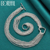 925 Silver Line Chain Heart Pendant Necklace Female Jewelry