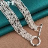 925 Silver Line Chain Heart Pendant Necklace Female Jewelry