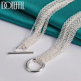 925 Silver Line Chain Heart Pendant Necklace Female Jewelry