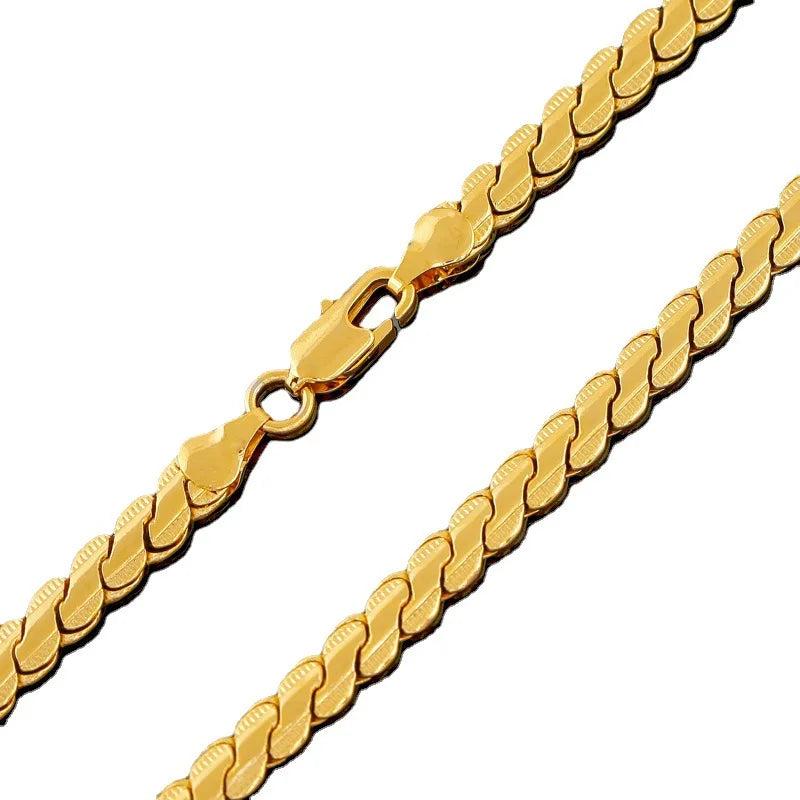 18k Plated 24k Chain Necklace for Men 24 Inch 4mm/6mm Birthday Party Jewelry