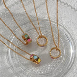 18k Plated Colorful Dripping Oil Necklaces for Women