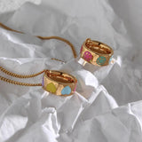 18k Plated Colorful Dripping Oil Necklaces for Women