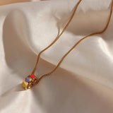 18k Plated Colorful Dripping Oil Necklaces for Women