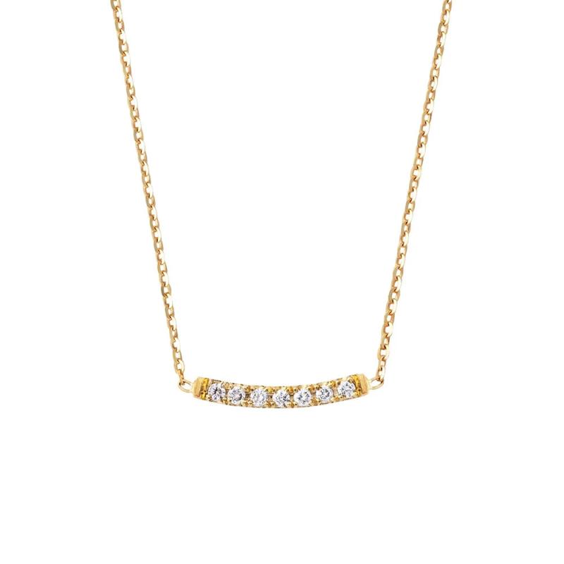 Zircon Bar Necklace 925 Silver Initial Pendant Long Chain Wedding Jewelry