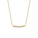 Zircon Bar Necklace 925 Silver Initial Pendant Long Chain Wedding Jewelry