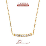 Zircon Bar Necklace 925 Silver Initial Pendant Long Chain Wedding Jewelry