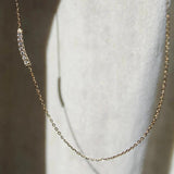 Zircon Bar Necklace 925 Silver Initial Pendant Long Chain Wedding Jewelry