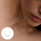 Zircon Bar Necklace 925 Silver Initial Pendant Long Chain Wedding Jewelry