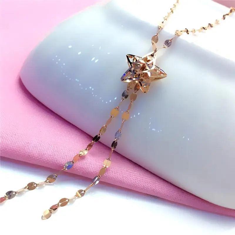 Purple Star Tassel Chains Necklace 14k Rose Plated Engagement Women's Jewelry