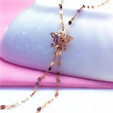 Purple Star Tassel Chains Necklace 14k Rose Plated Engagement Women's Jewelry