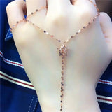 Purple Star Tassel Chains Necklace 14k Rose Plated Engagement Women's Jewelry