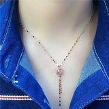 Purple Star Tassel Chains Necklace 14k Rose Plated Engagement Women's Jewelry
