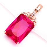 14K Rose Gold Ruby Pendant Necklace Palace Wedding Jewelry