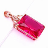 14K Rose Gold Ruby Pendant Necklace Palace Wedding Jewelry
