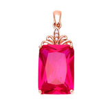 14K Rose Gold Ruby Pendant Necklace Palace Wedding Jewelry
