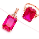 14K Rose Gold Ruby Pendant Necklace Palace Wedding Jewelry