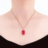14K Rose Gold Ruby Pendant Necklace Palace Wedding Jewelry