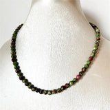 6MM Faceted Round Red Green Ruby Necklace Natural Stone Chocker 35/40/45/50/55cm