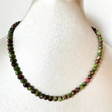6MM Faceted Round Red Green Ruby Necklace Natural Stone Chocker 35/40/45/50/55cm