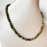 6MM Faceted Round Red Green Ruby Necklace Natural Stone Chocker 35/40/45/50/55cm