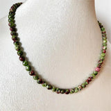 6MM Faceted Round Red Green Ruby Necklace Natural Stone Chocker 35/40/45/50/55cm