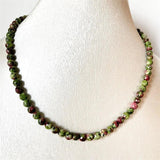 6MM Faceted Round Red Green Ruby Necklace Natural Stone Chocker 35/40/45/50/55cm