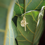 925 Silver Gold-plated Cross Coin Round Tag Necklace