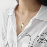 925 Silver Gold-plated Cross Coin Round Tag Necklace