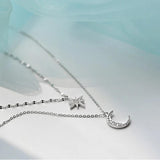 925 Silver CZ Moon Clavicle Chain Necklace