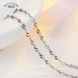 925 Sterling Silver Water Wave Chain Necklace for Women