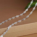 925 Sterling Silver Water Wave Chain Necklace for Women