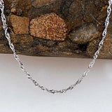 925 Sterling Silver Water Wave Chain Necklace for Women