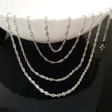 925 Sterling Silver Water Wave Chain Necklace for Women