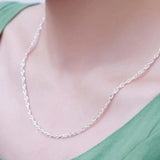 925 Sterling Silver Water Wave Chain Necklace for Women