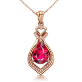Silver Necklace Ruby Zircon Pendant for Women Wedding