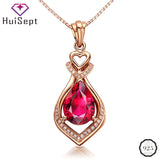Silver Necklace Ruby Zircon Pendant for Women Wedding