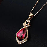 Silver Necklace Ruby Zircon Pendant for Women Wedding