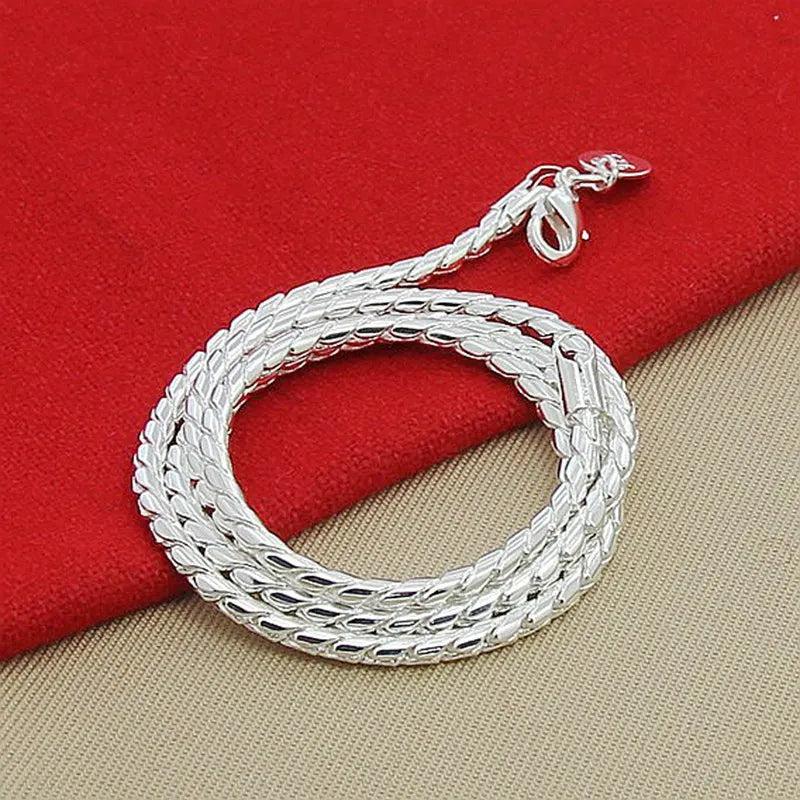 925 Silver 4mm Snake Chain Necklace 20 Inches Jewelry