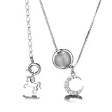 Sterling Silver Crystal Unicorn Moon Pendant Necklace