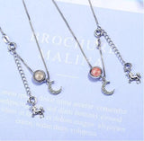 Sterling Silver Crystal Unicorn Moon Pendant Necklace