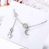 Sterling Silver Crystal Unicorn Moon Pendant Necklace