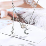 Sterling Silver Crystal Unicorn Moon Pendant Necklace