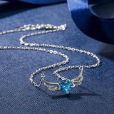 925 Silver Sapphire Zircon Necklace Pendant