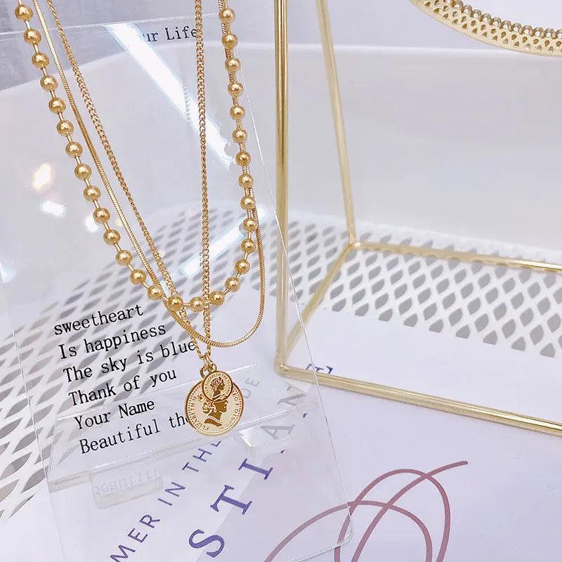 Vintage K Gold Queen Avatar Chain Choker Necklace
