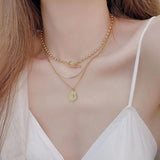Vintage K Gold Queen Avatar Chain Choker Necklace